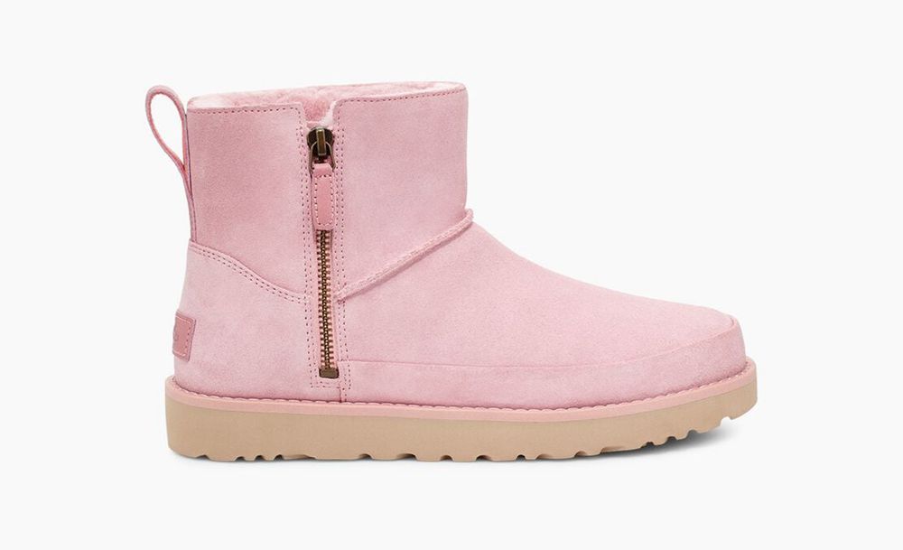 Ugg Classic Zip Mini - Womens Mini Boots - Pink - NZ (5347ZWPLY)